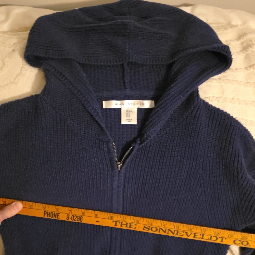 Max Studio Women's  Deep Blue Zip-Up Sweater